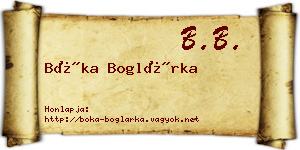 Bóka Boglárka névjegykártya